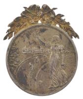 1925. ezüstözött bronz kerékpáros díjérem bronz díszítménnyel, füllel és gravírozással (36mm) T:XF,VF patina
