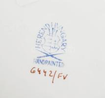 Herendi zöld Apponyi mintás kaspó, jelzett, restaurált, repedt, m: 17,5 cm