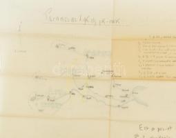1938 Kézzel rajzolt térképe és utasítások az 1. gk. zászlóalj parancsnokának a felvidéki bevonulás i...