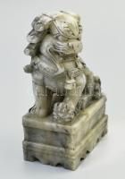 Kínai sárkány szobor, zsírkő, jelzés nélkül, szép állapotban, m: 14,5 cm