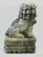 Kínai sárkány szobor, zsírkő, jelzés nélkül, szép állapotban, m: 14,5 cm