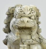 Kínai sárkány szobor, zsírkő, jelzés nélkül, szép állapotban, m: 14,5 cm