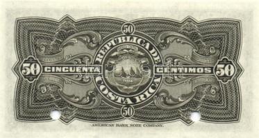 Costa Rica 19.. 50c "Specimen 000" + lyukasztás T:I