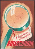 1951 A Richter gyógyszergyár Rutascorbin készítményének reklámnyomtatványa háború előtti grafikával, postán elküldve, szép állapotban