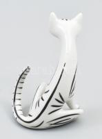 Hollóházi art deco macska, tervező: Torma Istvánné, kézzel festett, jelzett, hibátlan, m: 8 cm