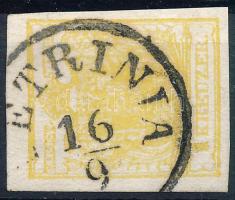 1850 1kr citrom MP "PETRINIA" (EUR 150,-) Certificate: Strakosch