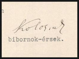 1912 Vaszary Kolos (1832-1915) bíboros saját kézzel aláírt megbízólevele, hajtva, kis égésfolttal, j...