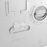 Malév fedélzeti tárolószekrény 2 fiókkal, fém, jelzéssel, kopással, 40x28x28 cm