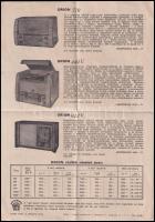 cca 1950 Orion rádiótípus ismertető és árjegyzék, hajtva, jó állapotban, 2p