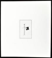 Kassák Lajos (1887-1967): Kompozíció. Ofszet, papír, jelzés nélkül, 10x6,5 cm Paszpartuban