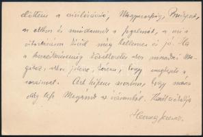 cca 1910-1930 Herczeg Ferenc (1863-1954) író, szerkesztő sorai "Hajnal" feliratú kártyán, ...