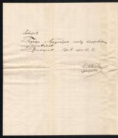 1903 Somló Sándor (1859-1916) színész, színházigazgató, a Nemzeti Színház igazgatójának saját kézzel...