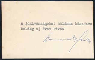 Domanovszky Endre (1907-1974) festőművész autográf aláírása kártyán