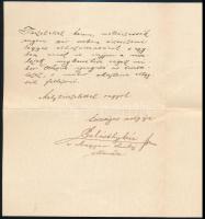 1899 Palásthy Géza (1869-1914) a Magyar Színház ellenőre, titkára saját kézzel írt levele, az igazga...