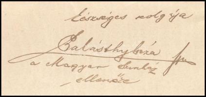 1899 Palásthy Géza (1869-1914) a Magyar Színház ellenőre, titkára saját kézzel írt levele, az igazga...