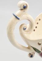 Bozsik Kálmán (1872-1959): Talpas kínáló, mázas kerámia, jelzett, kopással, h: 31 cm, m: 22,5 cm