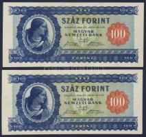 1946. 100Ft (2x) egymásutáni sorszámmal T:II+ Csak egyszer hajtva! R!