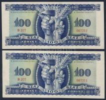 1946. 100Ft (2x) egymásutáni sorszámmal T:II+ Csak egyszer hajtva! R!