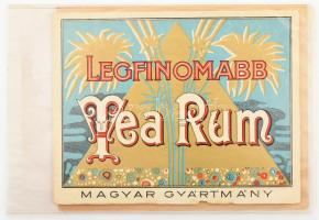 Valódi Törköly + Legfinomabb Tea Rum, 2 db régi, dekoratív italcímke, kis sérüléssel, 12x9 cm