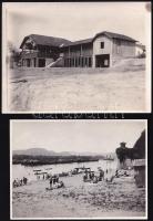 1925-1928 Strandélet Nógrádverőcén és az új strandépület, 2 db hátoldalon feliratozott fotó, 8,5×12 cm