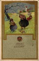 1909 Frohe Ostern / Easter greeting art postcard, (EK)