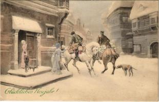 1913 Glückliches Neujahr! / New Year greeting art postcard. PTL Art de Vienne No. 113. (fl)