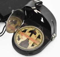 cca 1925 Katonai iránytű, Armeemodell II., eredeti dobozában és bőr tokjában, szép állapotban