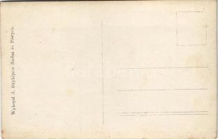 Pöstyén, Piestany; vendéglő, étterem, pincérek és vendégek, gólyafészek gólyával / inn, restaurant w...