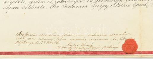 1836 Megerősítő oklevél 1836-ps másolata (1754) Hoffer Mátyás örökösei részére, sérült, 52x73 cm