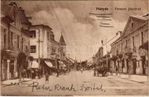 1918 Pöstyén, Piestany; Ferenc József út, Urbán Miksa üzlete. Vasúti levelezőlapárusítás 4808. / street view, shops