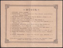 1889 Budapesti Könyvnyomdászok Társasköre Jelmezes farsangi estély programja kis nyomtatvány