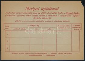 cca 1900 Nemzeti szalon belépési nyilatkozat, tudnivalók. szecessziós karton. kis sérüléssel