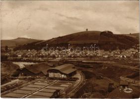 1938 Ózd, Rimamurány-Salgótarjáni Vasmű rt. Munkás lakótelep, iparvasút, vagonok. Csiky Foto (kis szakadás / small tear)