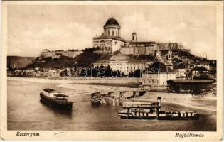 1932 Esztergom, Hajóállomás, gőzhajó, Bazilika (EK)