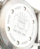 Secura automata karóra, dátum fukcióval, karcos plexi, nem működik, fém szíjjal. 36 mm