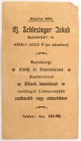 ifj. Schlesinger Jakab vászon kereskedés számolócédula, kis sérüléssel