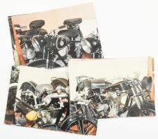 cca 1990-2000 9 db színes fotó oldtimer motorkerékpárokról (Méray, Indian, Gillet, stb.) beazonosítandó magyarországi helyszínen, jelzés nélkül, 9x13 cm