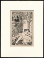 Jelzés nélkül: Csók, cinkográfia, papír, paszpartuban, 8,5×14 cm