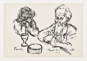 Rippl-Rónai József (1861-1927): Fenella és Rippl bácsi. Cinkográfia, papír, jelzett a cinkográfián, paszpartuban, 16×22 cm