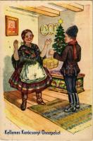 Kellemes karácsonyi ünnepeket! magyar népviselet / Christmas greeting, Hungarian folklore (EK)