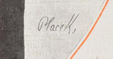 cca 1910 Erotikus grafika, színes nyomat paszpartuban, 23×22 cm