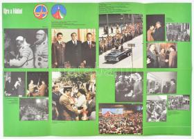 1980 Az első szovjet-magyar űrrepülés, kihajtható színes ismertető kiadvány, plakát méretűre kihajth...