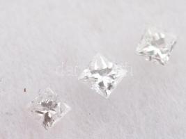 Princess csiszolású gyémánt, 3 db, 0,05 cts