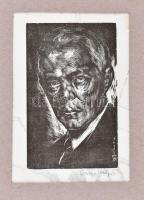 Varga Mátyás (1910-2002): Bartók Béla, 1936. Fametszet, papír, jelzett, paszpartuban, 13×8 cm