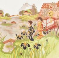 cca 1920-1930 Pirkenhammer Fischer & Mieg gésamintás, kézzel festett/matricás nagyméretű szervír...