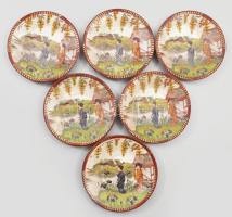 cca 1920-1930 Pirkenhammer Fischer & Mieg gésamintás, kézzel festett/matricás kávés/mokkás készl...