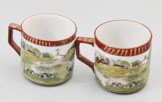 cca 1920-1930 Pirkenhammer Fischer & Mieg gésamintás, kézzel festett/matricás kávés/mokkás készl...