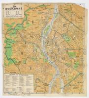 cca 1940 Plattegrond van Boedapest, de Hoofstad en Residentie van Hongarije / Budapest térképe, hátoldalán a város katolikus templomainak és kolostorainak térképével. Holland nyelvű kiadás. Kissé sérült, javított, 47,5x43,5 cm