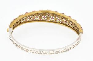 Ezüst (Ag) karkötő szintetikus rubinokkal, jelzett, 5×6 cm, bruttó: 18,6 g