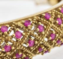 Ezüst (Ag) karkötő szintetikus rubinokkal, jelzett, 5×6 cm, bruttó: 18,6 g